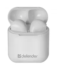Наушники с микрофоном беспроводные Defender Twins 637, Bluetooth 5.0, TWS, белый