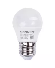 Лампа светодиодная SONNEN, 7 (60) Вт, цоколь E27, шар, теплый белый свет, 30000 ч, LED G45-7W-2700-E