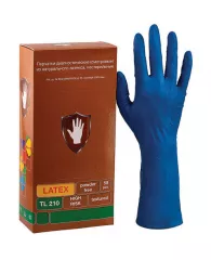 Перчатки латексные смотровые КОМПЛЕКТ 25 пар (50 шт.), повышенной прочности, удлиненные, размер L(бо