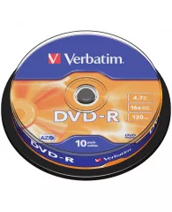 Диск DVD-R 4.7Gb Verbatim 16x Cake Box (10шт)