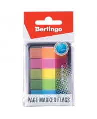 Закладки пластиковые флажки Berlingo, 45*12мм, 20л*5 неоновых цветов, в диспенсере