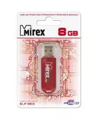 Внешний накопитель Flash USB-Drive 8Gb Mirex Elf  красный  «13600-FMUYEL08»