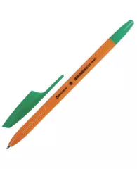 Ручка шариковая BRAUBERG "X-333 Orange", ЗЕЛЕНАЯ, корпус оранжевый, узел 0,7 мм, линия письма 0,35 м