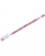 Ручка гелевая Crown "Glitter Metal Jell" красная с блестками, 1,0мм