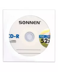 Диск CD-R SONNEN, 700 Mb, 52x, бумажный конверт (1 штука), 512573