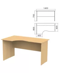 Стол письменный эргономичный "Канц", 1400х800х750 мм, левый, цвет бук невский, СК36.10