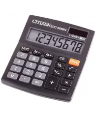 Калькулятор настольный Citizen SDC-805BN, 8 разрядов, двойное питание, 102*124*25мм, черный