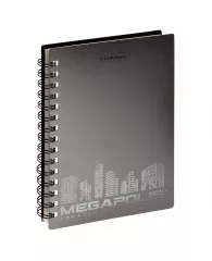 Ежедневник А5 ErichKrause® Megapolis черный на спирали, пластиковая обложка, тонир. бумага