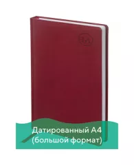 Ежедневник датированный 2021 БОЛЬШОЙ ФОРМАТ (210×297 мм) А4, BRAUBERG «Favorite», кожзам, бордовый