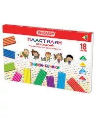 Пластилин классический ПИФАГОР "ЭНИКИ-БЕНИКИ" 18 цветов, 270 г, со стеком, картонная упаковка, 10503