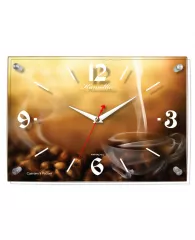 Часы настенные стеклянные ход плавный, Камелия "Кофе", прямоугольные, 24*35*3,5, коричневый