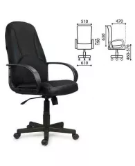 Кресло офисное Brabix City EX-512, кожзам черный, ткань черная