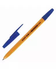Ручка шариковая STAFF "ORANGE C-51", СИНЯЯ, корпус оранжевый, узел 1 мм, линия письма 0,5 мм, 143332