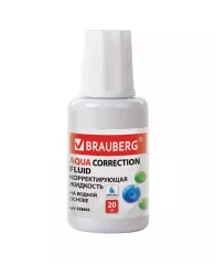 Корректирующая жидкость BRAUBERG "Aqua" на водной основе 20 мл, с кисточкой, 228643, шт