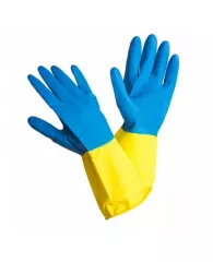 Перчатки латексные Bicolor синие/желтые (размер 9, L)
