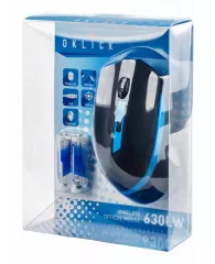 Мышь Oklick 630LW черный/голубой оптическая (1600dpi) беспроводная USB игровая (5but)