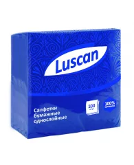 Салфетки бумажные Luscan 1сл24х24 синие 100шт/уп