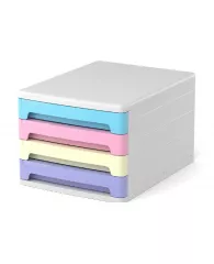 Файл-кабинет 4-сек ErichKrause®  Pastel, белый с голубыми, розовыми, желтыми и фиолетовыми ящиками