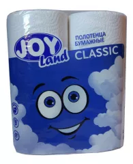 Полотенца бумажные в рулонах "JOY Classic", 2-слойные, 12м/рул, тиснение, белые, 2шт.