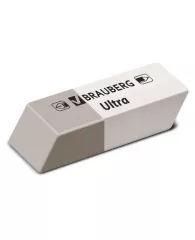Ластик BRAUBERG "Ultra", 41х14х8 мм, серо-белый, натуральный каучук