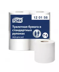 Бумага туалетная Tork "Advanced"(Т4) 2-х слойн., стандарт. рулон, 23м/рул, 4шт., тиснение, белая