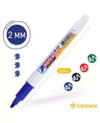 Набор маркеров для белых досок Crown "Multi Board Slim" 4цв., пулевидный, 2мм, чехол с европодвесом