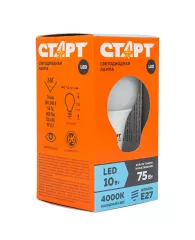 Лампа светодиодная Старт LED, серия "ЭКО" 10W40, тип А "груша", E27, 4000К, холодный свет, 15000ч