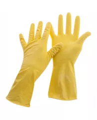 Перчатки резиновые хозяйственные OfficeClean Стандарт, прочные, разм. M, желтые, пакет с европодвесо