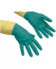 Перчатки резиновые Vileda Professional "Усиленные" с неопреном, р.M, зеленый/желтый, пакет