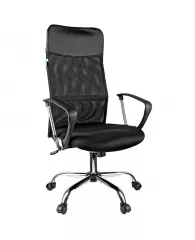 Кресло руководителя Helmi HL-E16 "Content", ткань/сетка/экокожа черная, хром