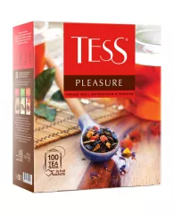 Чай Tess "Pleasure", черный, тропич. фрукты, лепестки цветов,шиповник,яблоко, 100 фольг.пак. по 1,5г