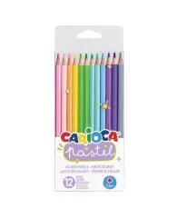 Карандаши цветные пастельные CARIOCA "Pastel", 12 цветов, шестигранные, заточенные, ПВХ чехол, 43034