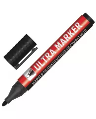 Маркер перманентный ULTRA MARKER, ЧЕРНЫЙ, 3,5 мм, с клипом, BRAUBERG, 152204