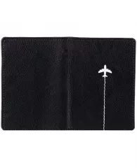 Обложка для паспорта OfficeSpace "Travel", кожзам, черный, тиснение фольгой