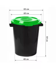 Контейнер 90 литров для мусора, БАК+КРЫШКА (высота 64 см х диаметр 60 см), ассорти, IDEA, М 2394/СЕР