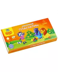 Пластилин Мульти-Пульти "Приключения Енота", 06 цветов, 120г, со стеком, картон