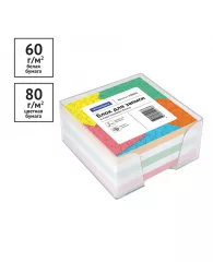 Блок-куб 9*9*4,5см цветной OfficeSpace пластиковый бокс