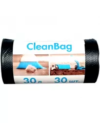 Мешки для мусора  30л КБ "CleanBag" ПНД, 48*55см, 12мкм, 30шт., черные, в рулоне