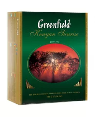 Чай GREENFIELD (Гринфилд) "Kenyan Sunrise" ("Рассвет в Кении"), черный, 100 пакетиков в конвертах по