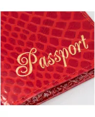 Обложка для паспорта OfficeSpace "Питон" кожа, красный