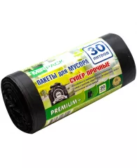 Мешки для мусора  30л Mirpack "Premium+" ПСД, 50*60см, 20мкм, 20шт., черные, в рулоне