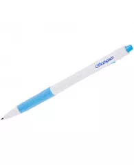 Ручка шариковая автоматическая OfficeSpace синяя, 0,7мм, грип, белый корпус