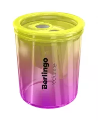 Точилка пластиковая Berlingo "Radiance", с контейнером, 2 отверстия, ассорти
