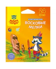 Мелки восковые 24цв Мульти-Пульти "Енот на острове Пасхи" круглые, картон, европодвес