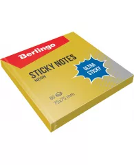 Самоклеящийся блок Berlingo "Ultra Sticky", 75*75мм, 80л, золотой неон