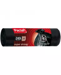Мешки для мусора 240л Paclan "Super strong" ПВД, 90*130см, 30мкм, 5шт., черные, в рулоне, шт