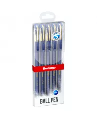 Ручка шариковая Berlingo "xGold" синяя, 0,7мм, игольчатый стержень, грип, 5шт, PET бокс