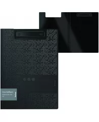 Папка-планшет с зажимом Berlingo "DoubleBlack" А4, пластик,  1300мкм, черная, с рисунком