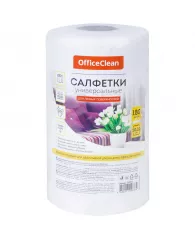 Салфетки универсальные OfficeClean, вискоза, 20*20см, 180шт, белые, в рулоне, 35г/м2