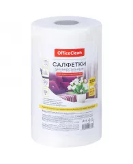 Салфетки универсальные OfficeClean, вискоза, 20*22см, 200шт, белые, в рулоне, 45г/м2